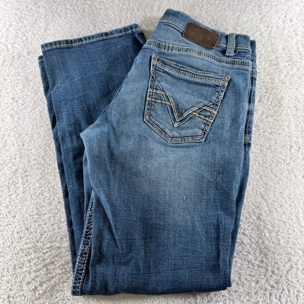 BKE Mens Jeans 33x31 Tyler Straight Stretch Denim Medium Wash Buckle Pants